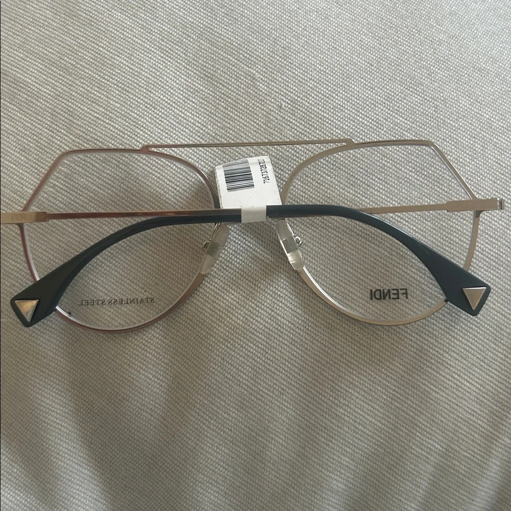 New Fendi FF 0329 Eyeglasses Silver 53mm Aviator Optical Frames